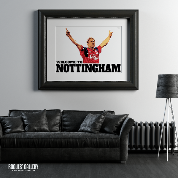 Stuart Pearce Psycho Welcome To Nottingham Forest Captain England left back Three Lions Print A0 leather sofa