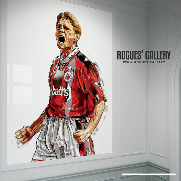 Psycho Stuart Pearce Nottingham Forest NFFC captain salute clenched fists City Ground A1 A0 poster signed