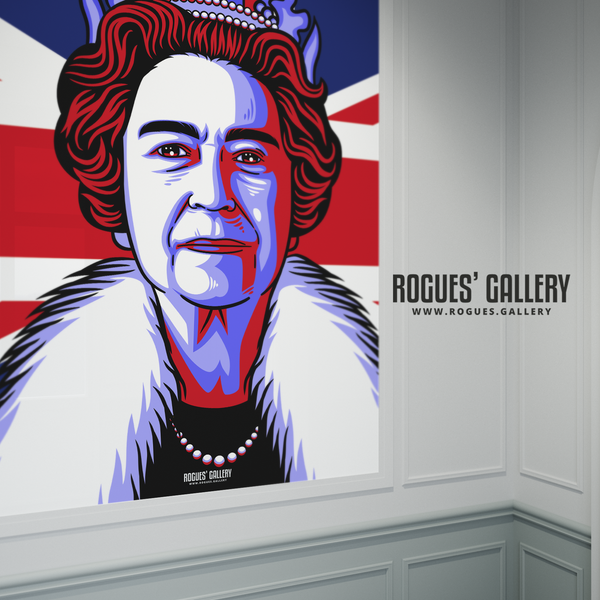 The Queen Elizabeth II Royalty Union Jack art print modern design edit A0 size poster regina by appointment