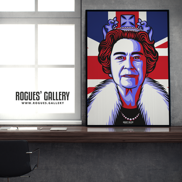 The Queen Elizabeth II Royalty Union Jack art print modern design edit A1 size