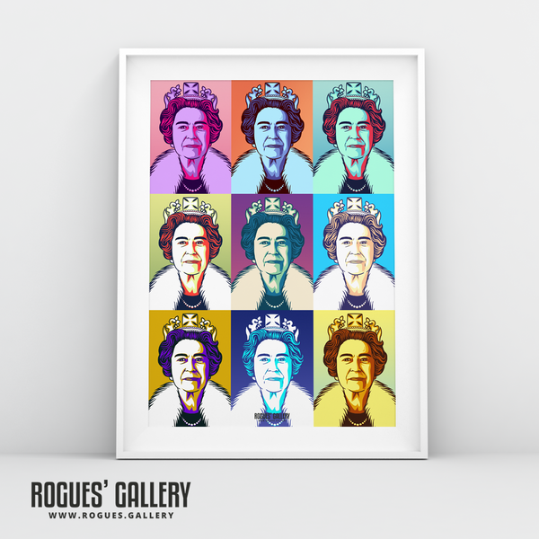 The Queen Elizabeth II Royalty pop art print modern design edit A3 size