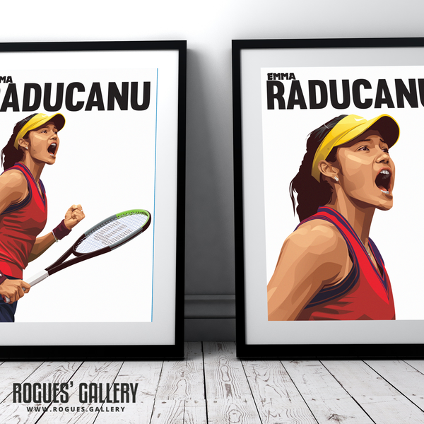 Emma Raducanu tennis star women's US Open winner British art framed