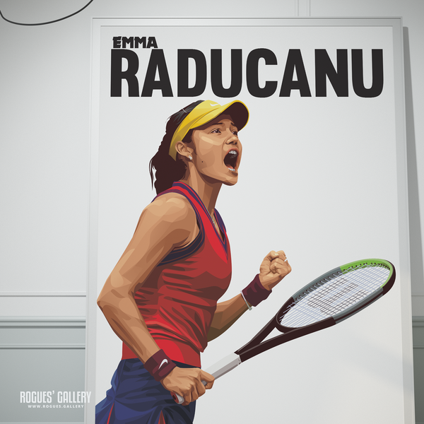 Emma Raducanu tennis star women's US Open winner British Wimbledon star autograph poster art design