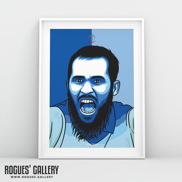 Adil Rashid England Cricket World Cup CWC2019 Winners art print A3 edit