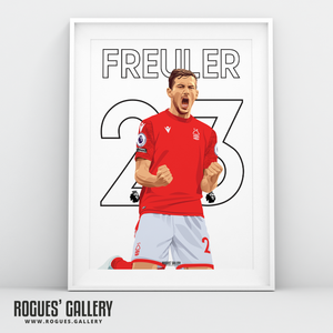 Remo Freuler Nottingham Forest A3 print 23 midfielder Swiss