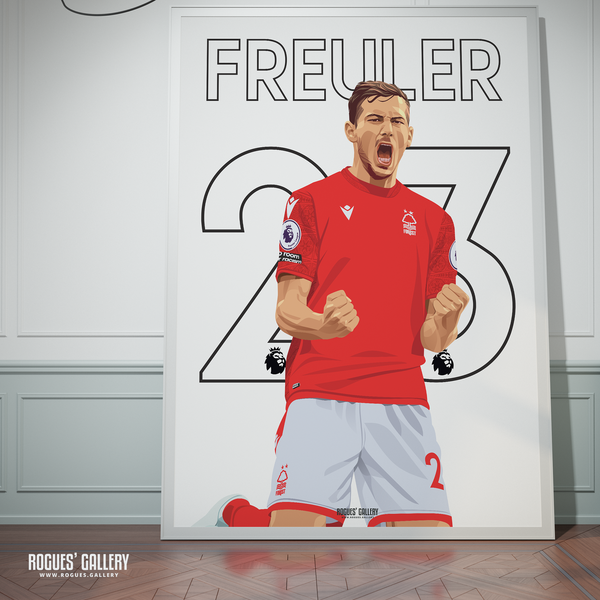 Remo Freuler Nottingham Forest A0 print 23 midfielder Swiss