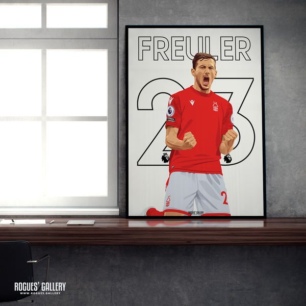 Remo Freuler Nottingham Forest A2 print 23 midfielder Swiss