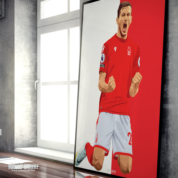 Remo Freuler Nottingham Forest A1 print red midfielder Swiss