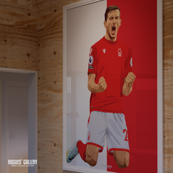Remo Freuler Nottingham Forest signed poster memorabilia red midfielder Swiss