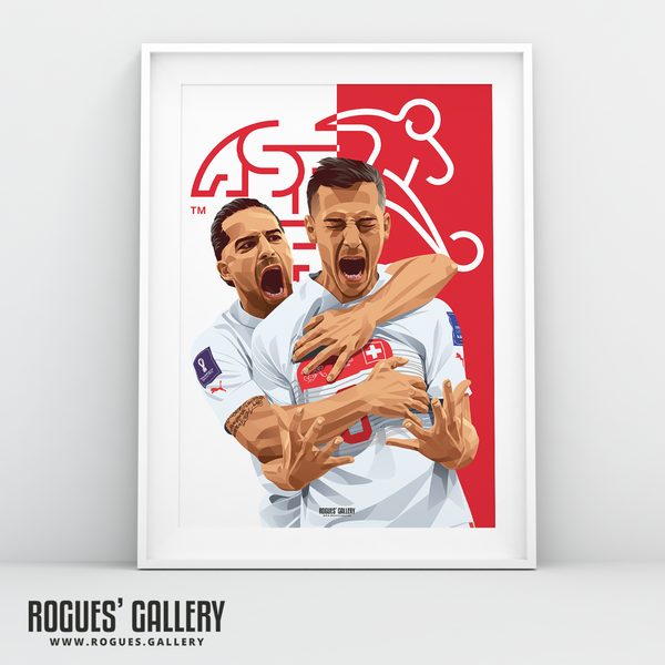 Remo Freuler Switzerland midfield World Cup goal A3 print Nottingham Forest