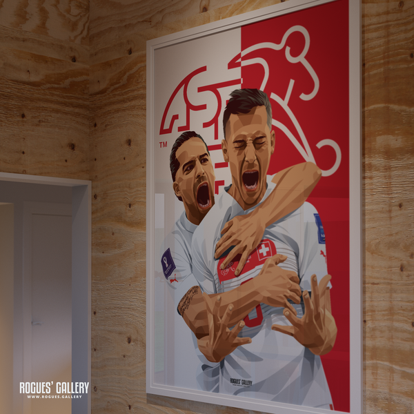 Remo Freuler Switzerland signed memorabilia midfield World Cup goal poster Nottingham Forest