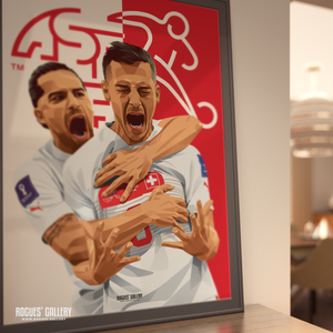 Remo Freuler Switzerland memorabilia midfield World Cup goal signed poster Nottingham Forest