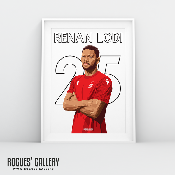 Renan Lodi Nottingham Forest Name Number left back A3 print