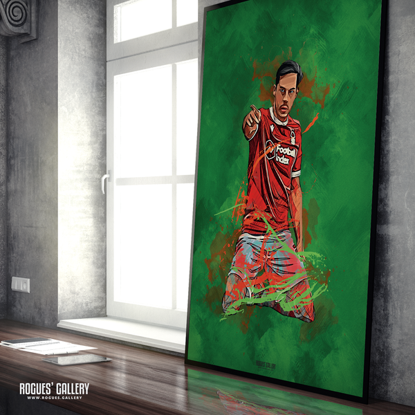 Yuri Ribeiro Nottingham Forest City Ground left back goal celebration poster A0 print edit portrait