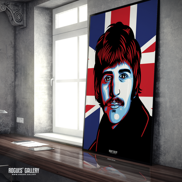 Ringo Starr The Beatles A0 huge large poster union jack massive