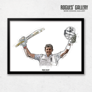 Joe Root Captain England three batsman art print A3 edit