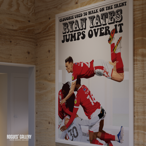 Ryan Yates Jumps Over the Trent poster Nottingham Forest signed memorabilia 