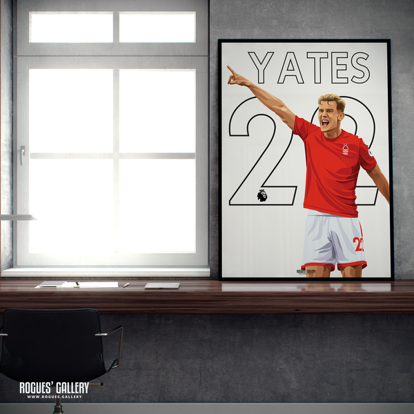 Ryan Yates Nottingham Forest A2 name & number print