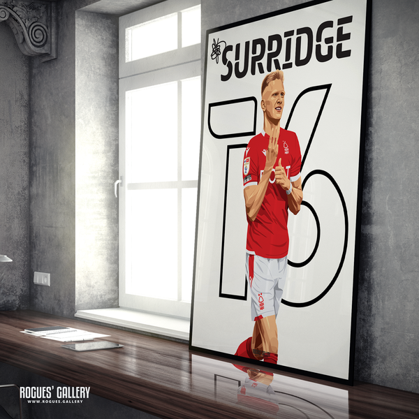 Sam Surridge: It's 3! - Nottingham Forest - Signed A3 Name & Number Prints