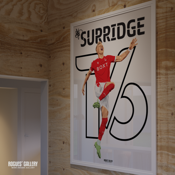 Sam Surridge Nottingham Forest striker goal celebration name and number 16 A0 print 