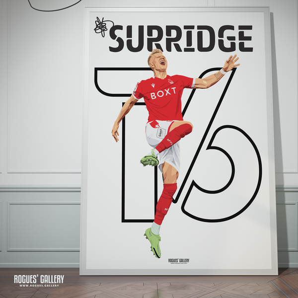 Sam Surridge signed poster Nottingham Forest memorabilia striker goal celebration