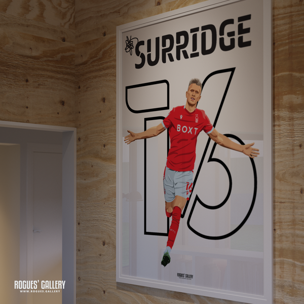 Sam Surridge Nottingham Forest signed rare memorabilia striker poster name and number 16 