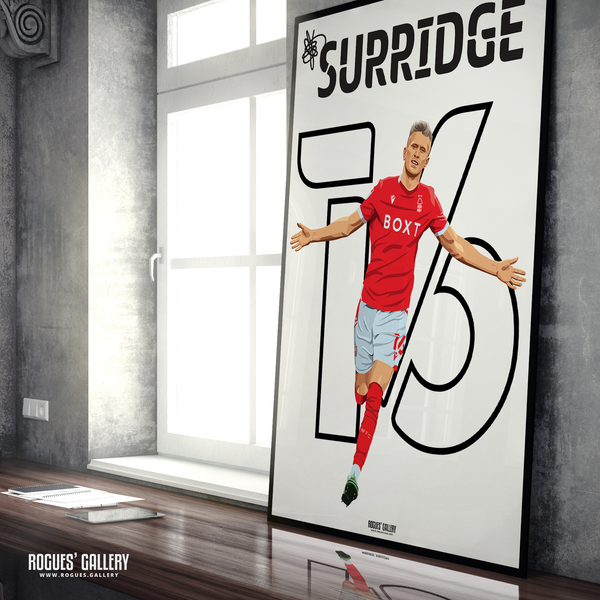 Sam Surridge Nottingham Forest striker name and number 16 A1 print 