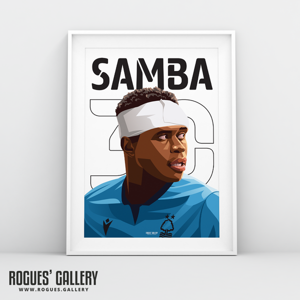 Brice Samba A3 print Nottingham Forest French goalkeeper bandage name number
