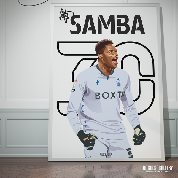 Brice Samba penalty save shootout promotion Wembley poster Nottingham Forest memorabilia
