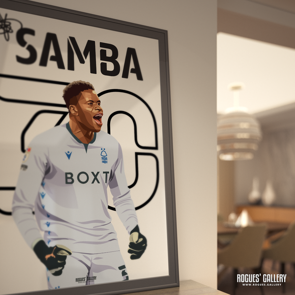Brice Samba penalty save shootout promotion Wembley poster Nottingham Forest signed memorabilia City Ground