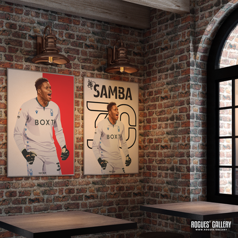 Brice Samba signed penalty save Wembley poster Nottingham Forest memorabilia City Ground