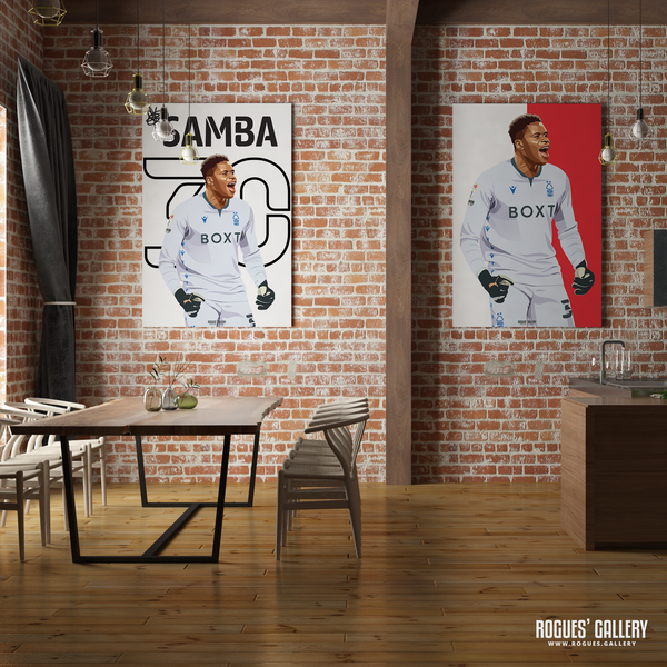 Brice Samba promotion Wembley signed rare poster Nottingham Forest memorabilia art