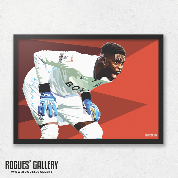 Brice Samba Shouts Nottingham Forest goalkeeper penalty saves A3 print