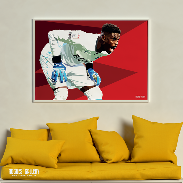 Brice Samba Shouts Nottingham Forest goalkeeper penalty saves A2 print