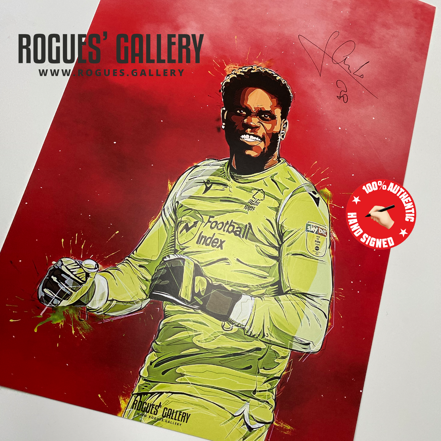 Brice Samba signed A3 prints Nottingham Forest goalkeeper