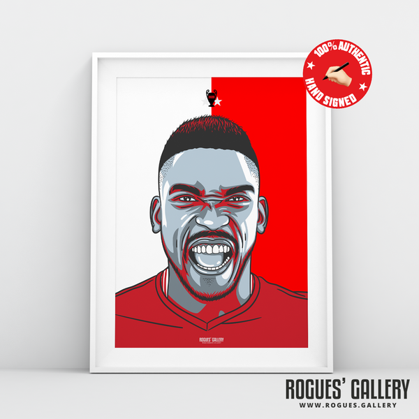 Sammy Ameobi Nottingham Forest winger signed red print A3 #GetBehindTheLads 