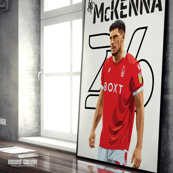 Scott McKenna Nottingham Forest defender Scottish name and number 26 A1 print 