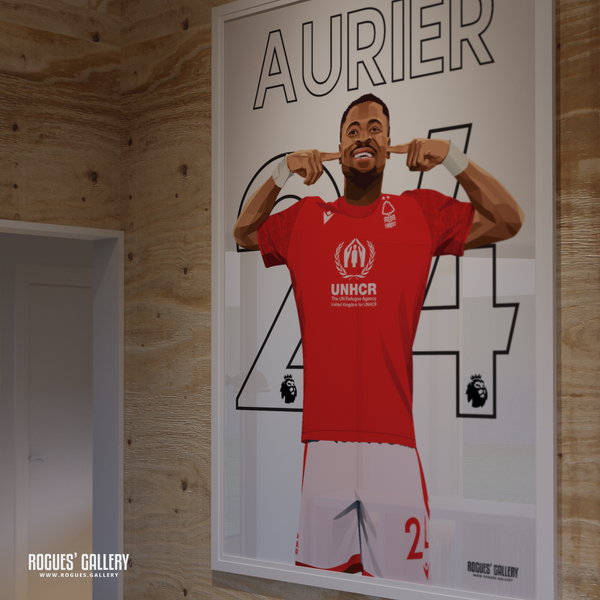 Serge Aurier poster signed Nottingham Forest memorabilia full back celebration Wolves