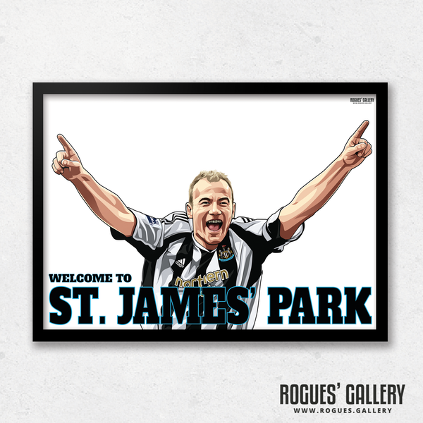 Alan Shearer goal celebration St. James Park A3 art print Welcome to great