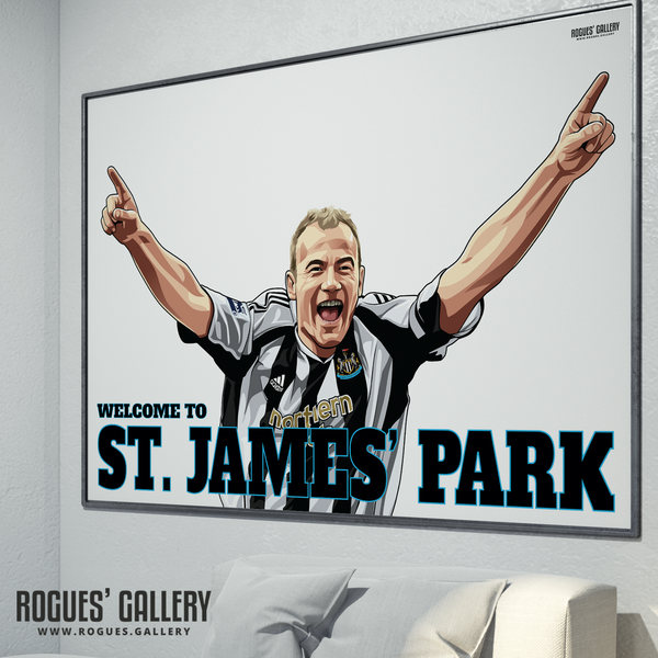 Alan Shearer goal celebration St. James Park A0 poster Welcome to great