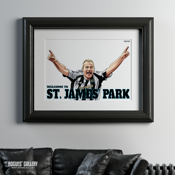 Alan Shearer goal celebration St. James Park A1 art print Welcome to great