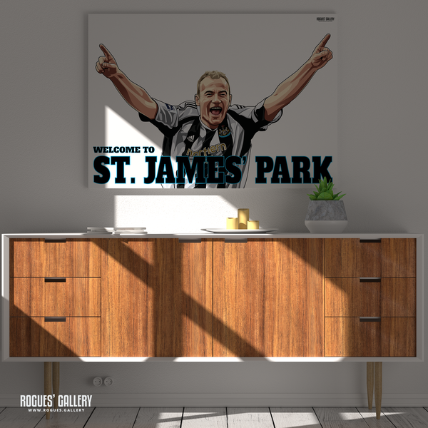 Alan Shearer goal celebration St. James Park A1 poster art print Welcome to great