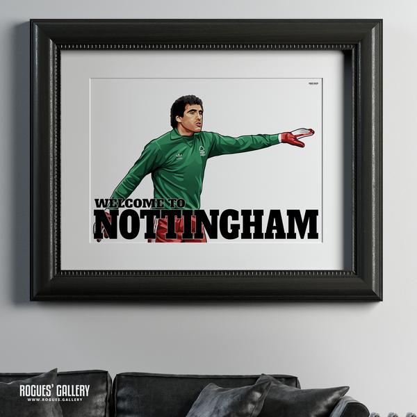Peter Shilton Nottingham Forest goalkeeper  Welcome To Nottingham NFFC City Ground A1 print limited edition