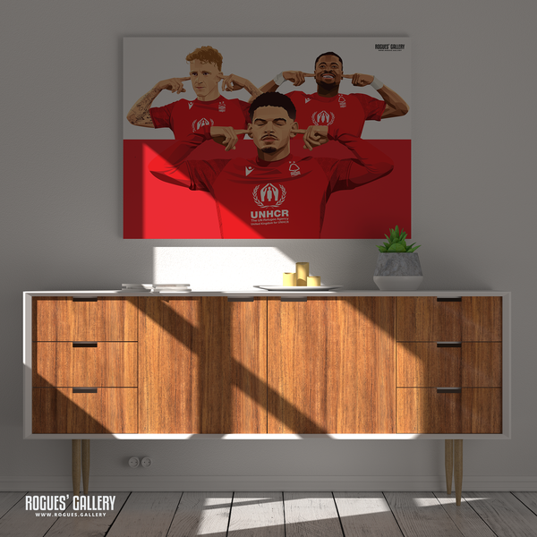 Nottingham Forest playtime's over Morgan Gibbs-White Jack Colback Serge Aurier poster Wolves penalty victory