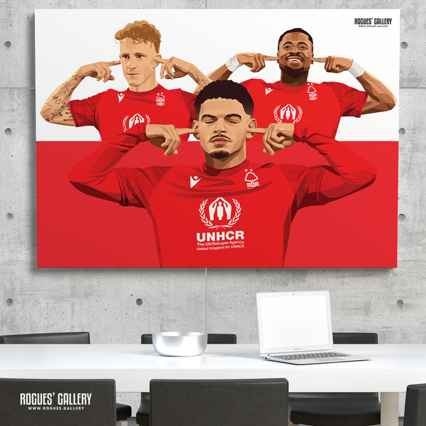 Nottingham Forest playtime's over Morgan Gibbs-White Jack Colback Serge Aurier A0 print Wolves penalty victory