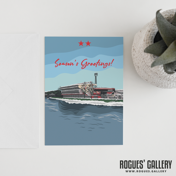 The City Ground Nottingham Forest FC Season's Greetings Card 6x9" Clough