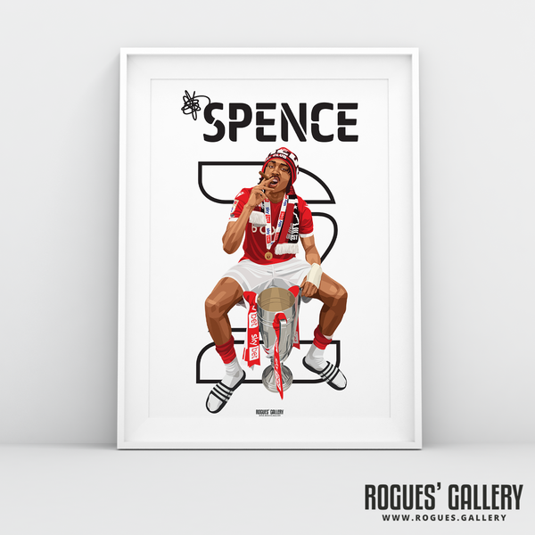 Djed Spence Nottingham Forest full back cigar A3 print City Ground Promotion Name & number