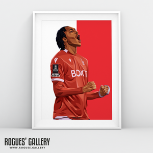 Djed Spence Nottingham Forest right wing back A3 print 