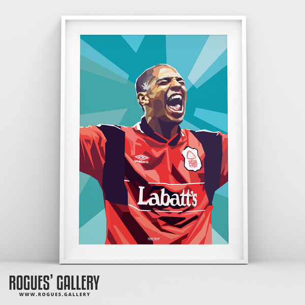 Stan Collymore Nottingham Forest striker legend modern portrait A3 print