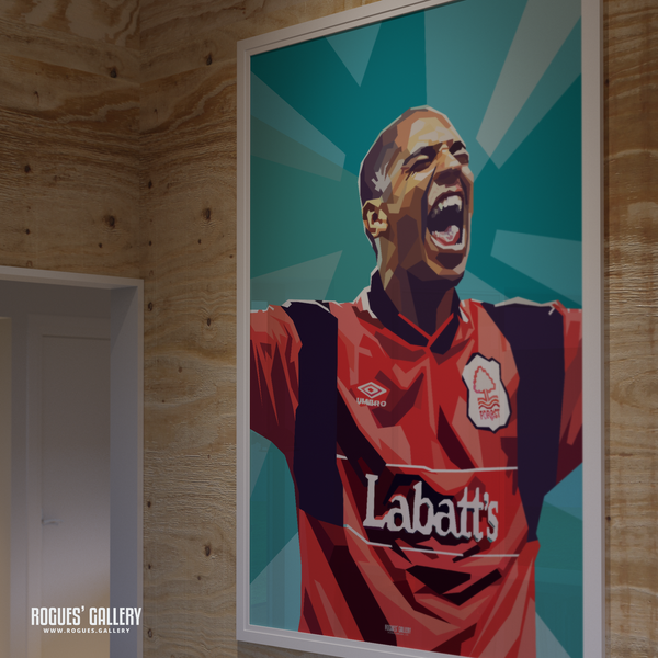 Stan Collymore Nottingham Forest memorabilia signed poster striker legend City Ground